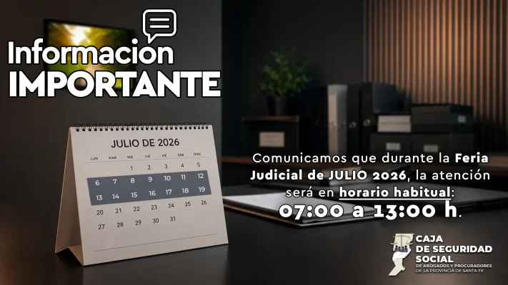 Feria Judicial - JULIO 2026 - L a V - 07:00 a 13:00 h